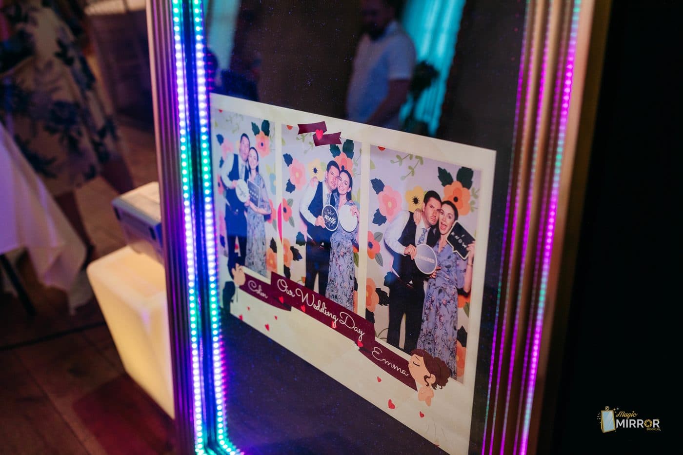 Guests enjoying the Mirror Me Brooklyn photo booth at a New York City event